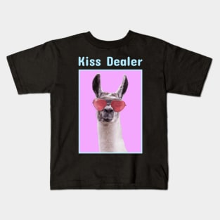 Kiss Dealer Llama with Heart Glasses Kids T-Shirt